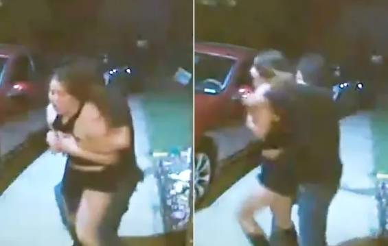 (미국 캔자스주의 한 주택가에서 한 여성이 남성에게 납치되고 있는 장면이 CCTV에 포착됐다. 피플 갈무리)