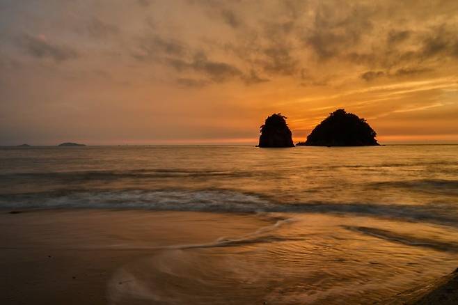 안면도 꽃지해변에서 만난 노을