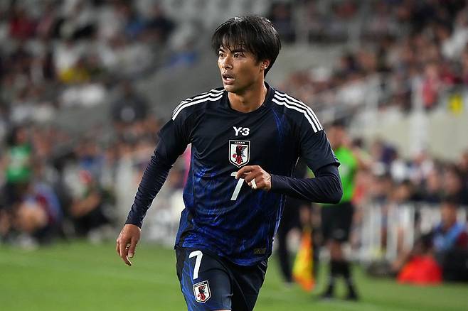 일본 미토마 가오루가 지난달 미국과 평가전에서 그라운드를 누비고 있다. Getty Images코리아