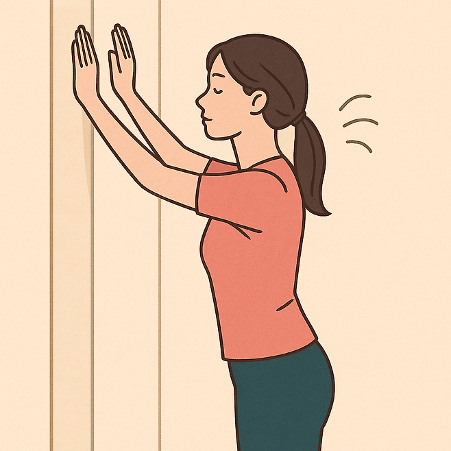 벽을 짚고 하는 스트레칭