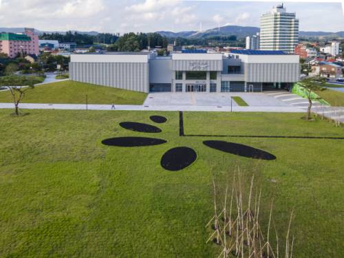 ◇드론으로 촬영한 평창 올림픽프라자 전경.