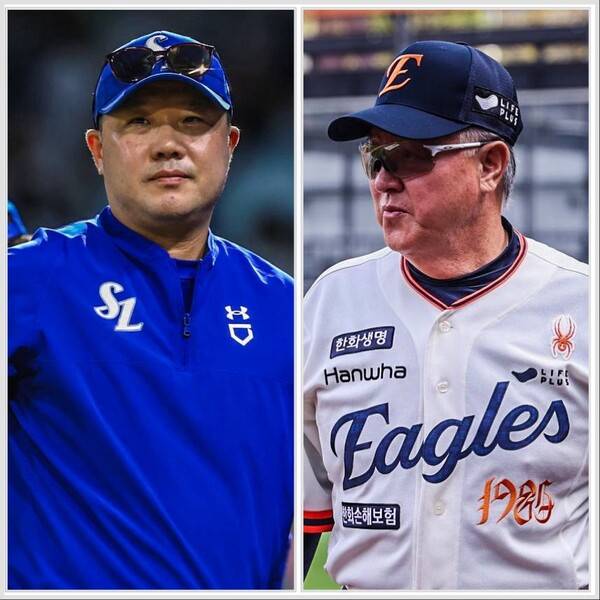 박진만 감독과 김경문 감독(사진=삼성, 한화)
