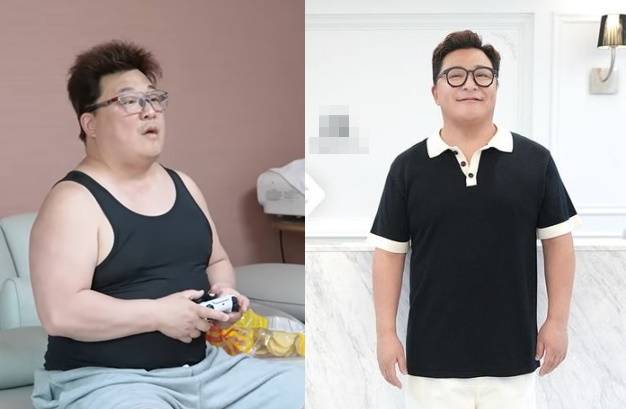 요요로 살이 올랐던 윤정수(왼쪽)가 4개월 만에 16kg을 감량,턱선을 되찾았다. 사진=쥬비스다이어트 유튜브 채널 캡처