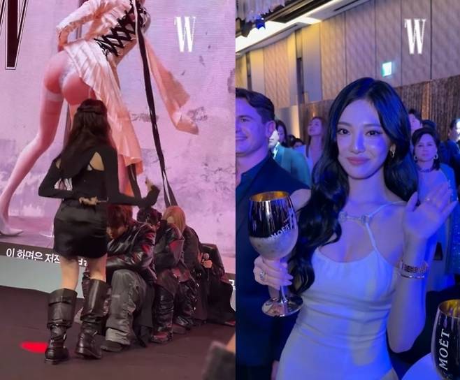 15일 서울 종로구 포시즌스 호텔에서 패션 매거진 ‘더블유 코리아’ 주최로 열린 ‘LOVE YOUR W 2025’ 행사 모습. 유방암에 대한 인식 개선이라는 슬로건을 내걸고 올해로 20주년을 맞아 성대하게 치러졌지만, 노출이 있는 의상과 음주 등 취지와 동떨어진 파티에 대한 비판이 쏟아졌다. 자료 : 더블유 코리아 인스타그램