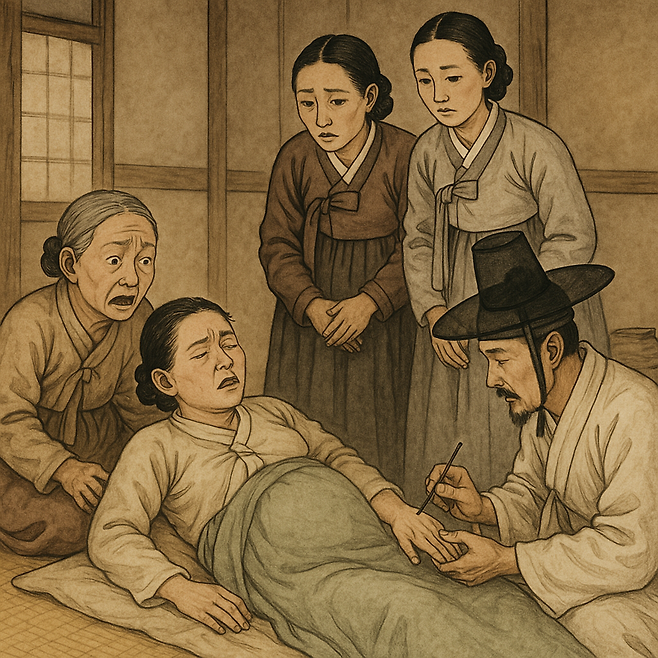 옛날 의원들은 산모들에게 함부로 침을 놓지 않았다. 특히 합곡과 삼음교는 유산의 우려가 있어서 금침혈(禁針穴)이었다. 그런데 이들 혈자리는 출산에 임박해서는 최생혈(崔生穴)로도 활용되었다. 챗GPT에 의한 AI생성 이미지.