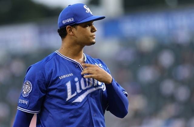 가라비토는 18일 플레이오프 1차전에서 웃지 못했다. 사진=삼성 제공