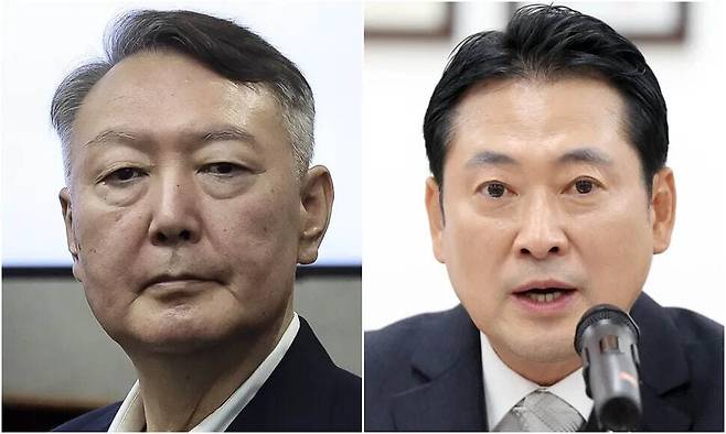 윤석열 전 대통령과 장동혁 국민의힘 대표. 연합뉴스