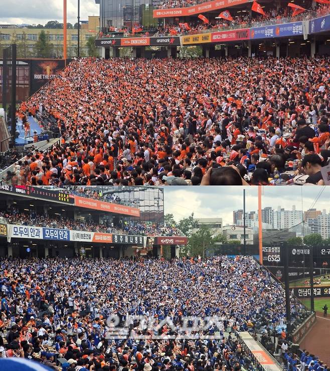 19일 플레이오프 2차전이 열리고 있는 대전 한화생명볼파크. 대전=윤승재 기자