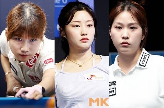 올시즌 LPBA투어 6차전 ‘휴온스LPBA챔피언십’이 20일 경기도 고양시 고양킨텍스PBA스타디움에서 시작한다. 첫날 1차예선에는 (왼쪽부터) 용현지 조예은 전애린 등이 출전한다. (사진=PBA, MK빌리어드뉴스 DB)