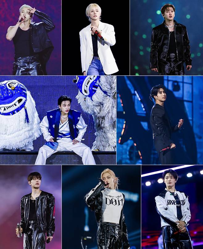 스트레이 키즈가 인천 아시아드 주경기장에서 1년간 34개 도시를 돌며 진행한 월드투어 ‘도미네이트’의 피날레를 화려하게 장식했다.&nbsp;사진제공 | JYP 엔터테인먼트