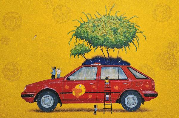 우순근 작가 대표작 '꿈을 담다 - 행복한 자동차'. /송원갤러리