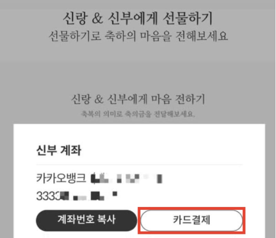 최민희 과방위원장 딸의 모바일 청첩장에 ‘카드결제’ 기능이 보인다. 현직 국회의원이 가족 결혼식에서 ‘카드 결제’로 축의금을 받는 건 전례를 찾기 어렵다. 논란이 일자 해당 기능은 빠졌다. (사진=모바일 청첩장 화면 캡처)