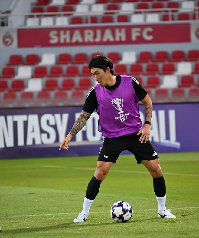 훈련 중인 알가라파 장현수. /사진=알가라파 SNS 캡처