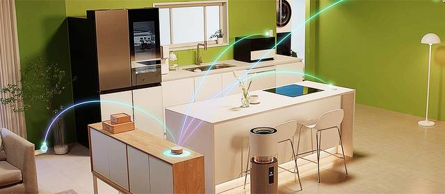 집 안 가전과 사물인터넷(IoT) 기기를 24시간 연결 상태로 유지하며 최적의 환경을 조성하는 LG AI 홈의 핵심기기 ‘LG 씽큐 온’ 제품 이미지. LG전자 제공