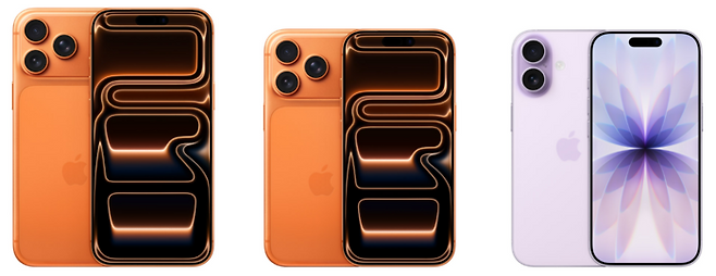 아이폰17 시리즈. 왼쪽부터 프로맥스, 프로, 일반형. 〈사진 애플 홈페이지〉