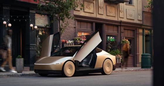 Tesla's robotaxi, a driverless car with Cybertruck-like design details [TESLA]