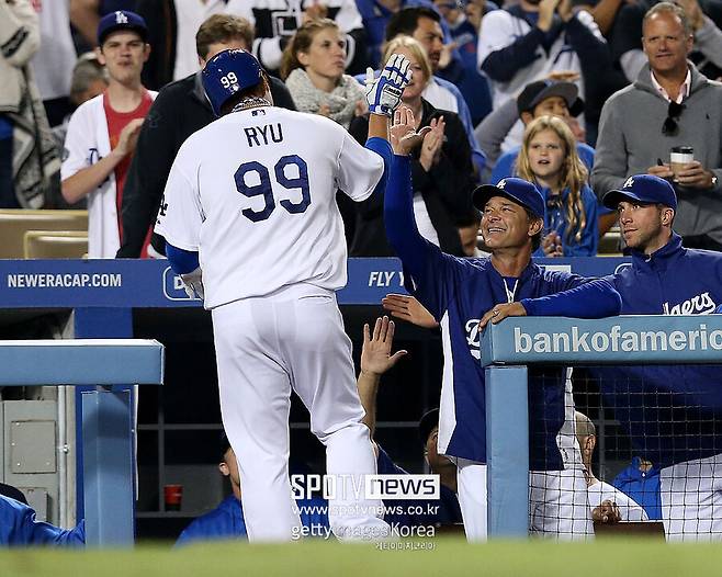 ▲ 2013년 류현진과 돈 매팅리 다저스 감독