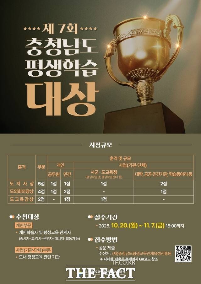제7회 충남평생학습대상 포스터. /충남평생교육인재육성진흥원