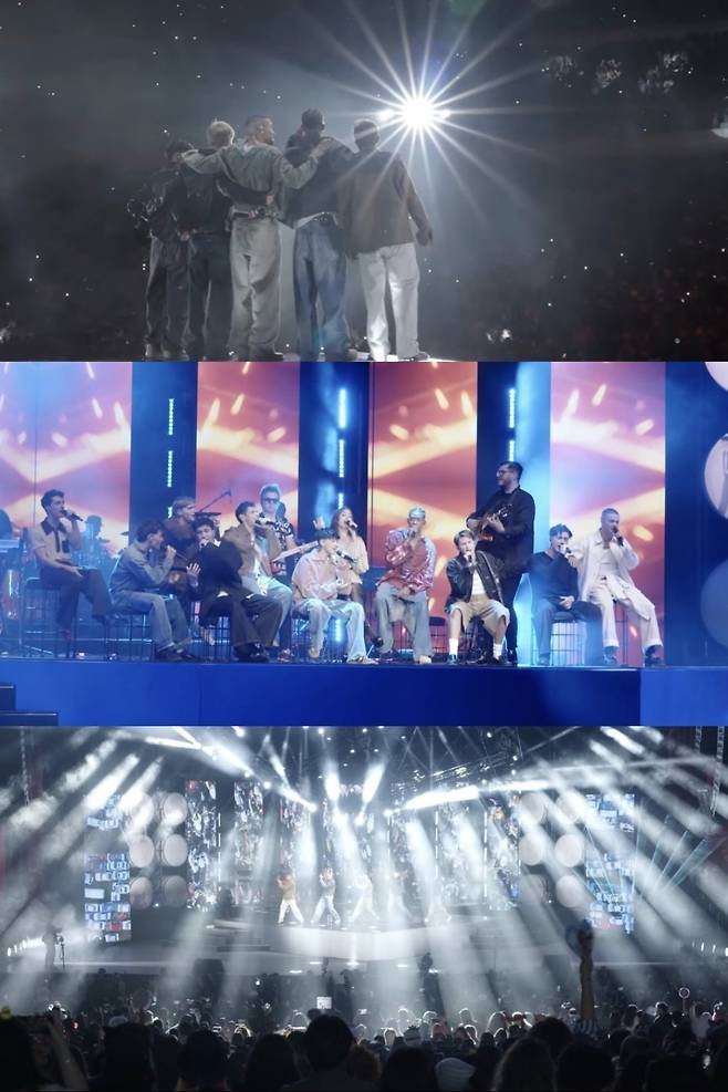 산토스 브라보스는 출발부터 남달랐다. 현지 시간 22일 우리로 치면 케이스포돔과 같은 의미를 지닌 ‘라틴 음악의 성지’ 멕시코 아우디토리오 나시오날에서 데뷔 콘서트가 열렸다.   사진|하이브 레이블즈 유튜브 영상 캡처