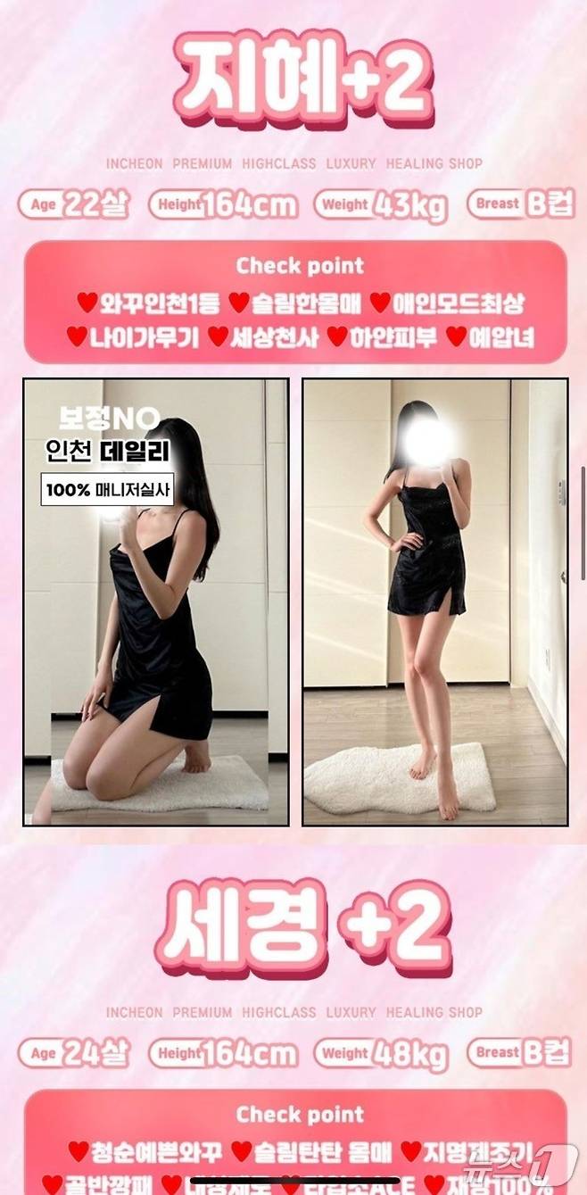 성매매 사이트 여성 프로필.(인천경찰청 제공. 재배포 및 DB금지)2025.10.24/뉴스1