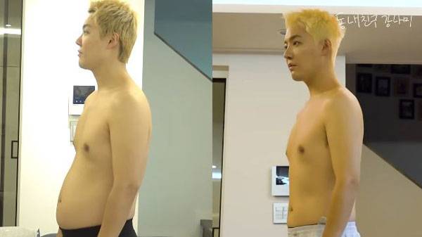 다이어트 전후 강남의 모습./사진=강남 유튜브 채널 캡처