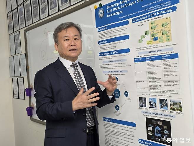 24일 서울 성동구 한양대 캠퍼스 내 스페이스맵 사무실에서 김덕수 스페이스맵 대표가 우주 물체 인식 시스템에 대해 설명하고 있다. 최지원 기자 jwchoi@donga.com