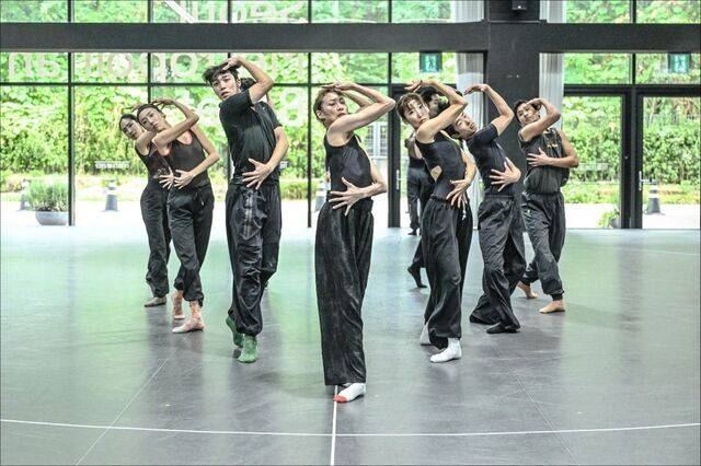 서울시발레단 단원들이 노들섬 연습실에서 이번에 선보이는 허용순 안무 ‘언더 더 트리즈 보이시즈’를 연습하는 모습. 세종문화회관 제공