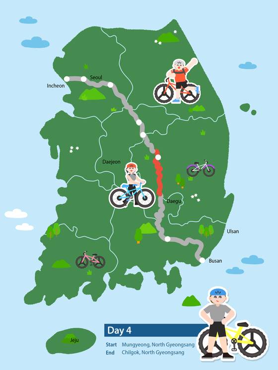 Day 4 on the Korea Cross Country Cycling Road [KOREA JOONGANG DAILY]
