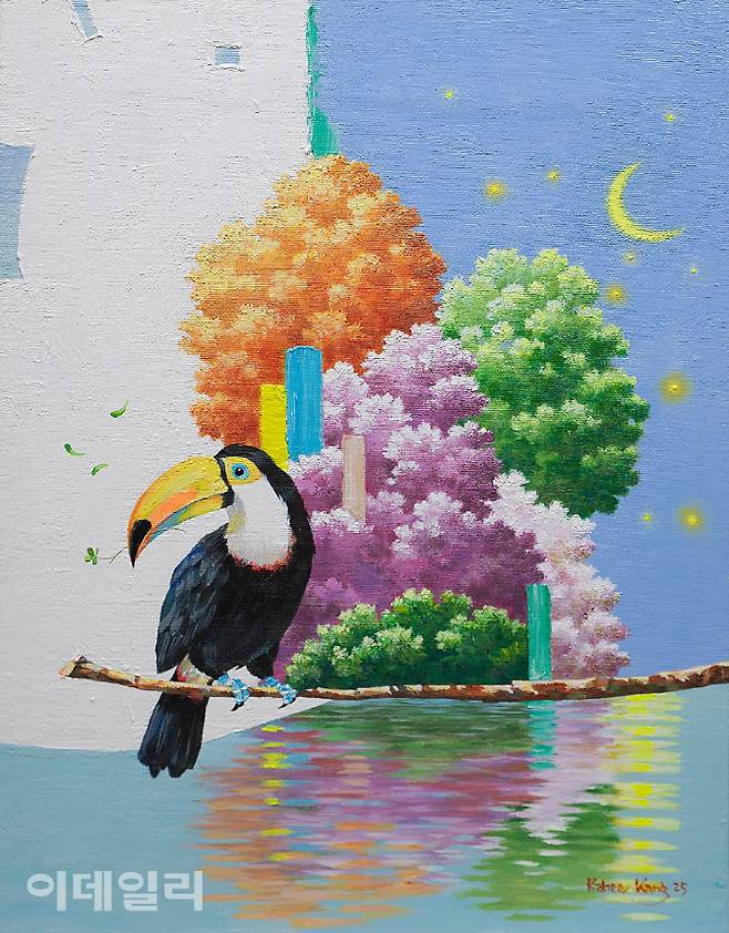 강라희 ‘안녕, 오아시스!’(Hello, Oasis!·2025), 캔버스에 아크릴, 31.8×40.9㎝(사진=작가)