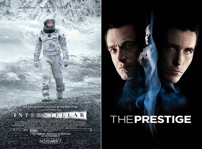 국제 학술지 네이처가 물리학자들이 가장 사랑하는 SF영화로 꼽은 2014년 작(作) 인터스텔라(왼쪽)와 2006년 작 프레스티지 포스터./워너 브러더스, 파라마운트