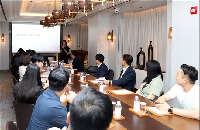 Lotte Hotels & Resorts conducts a professional training and benchmarking program for hospitality workers in Gyeongju to support the successful hosting of the 2025 APEC Summit. Photo provided by Lotte Hotels & Resorts