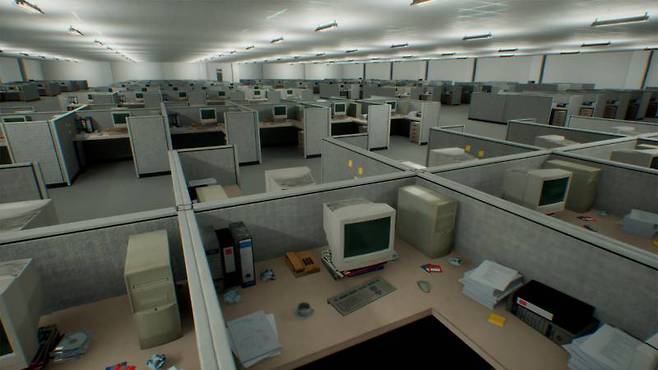 익숙한 회사를 배경으로 환각과 환청이 존재하는 백룸 공간을 탐험하게 된다