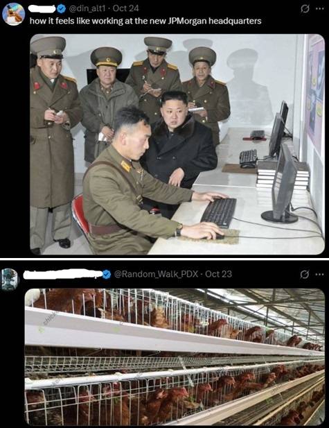 누리꾼들이 해당 사무실을 북한이나 닭장에 비유했다. [사진=엑스 캡처]