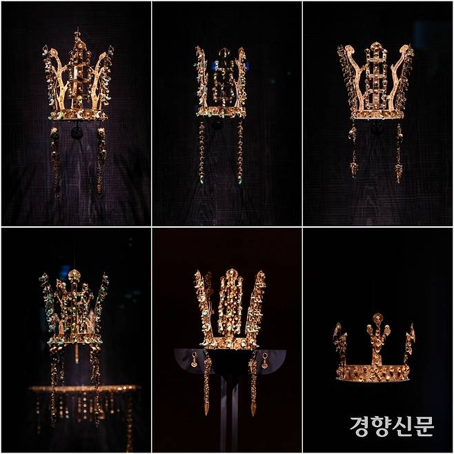 APEC 2025 KOREA가 열리고 있는 경북 경주에서 1921년 금관총 발굴 이후 처음으로 신라 금관 6점이 한 자리에 모이는 ‘신라 금관, 권력과 위신’ 특별전 미디어행사가 진행되고 있다. 경주 | 이준헌 기자