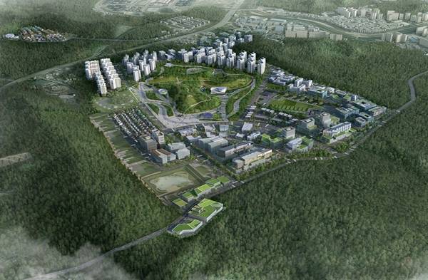 만안구 박달동 일대 대규모 군부대 탄약시설을 이전하고 부지를 양여받아 첨단 스마트 융복합단지를 조성하는 ‘안양 박달스마트시티’ 조성사업 조감도. /안양시 제공