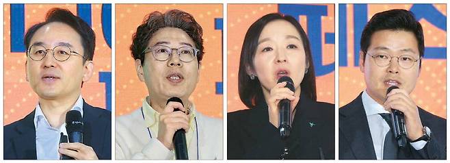 28일 서울 서초구 양재동 aT센터에서 열린 '2025 매경 시니어페스타'에서 노후 자산 관리 전문가들이 시니어 특화 재테크 강의를 하고 있다. 왼쪽부터 이영주 연금박사상담센터 대표, 문성택 공빠TV 대표, 나영 하나은행 하나더넥스트 전략부 팀장, 조웅규 법무법인 바른 변호사.  이승환 기자