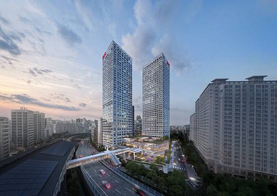 과거 BYC사옥이 있던 서울 영등포구의 대규모 저밀부지에 지하 7층, 지상 40층 규모 트윈타워가 들어선다. 사진은 트윈타워 조감도. [사진 서울시]