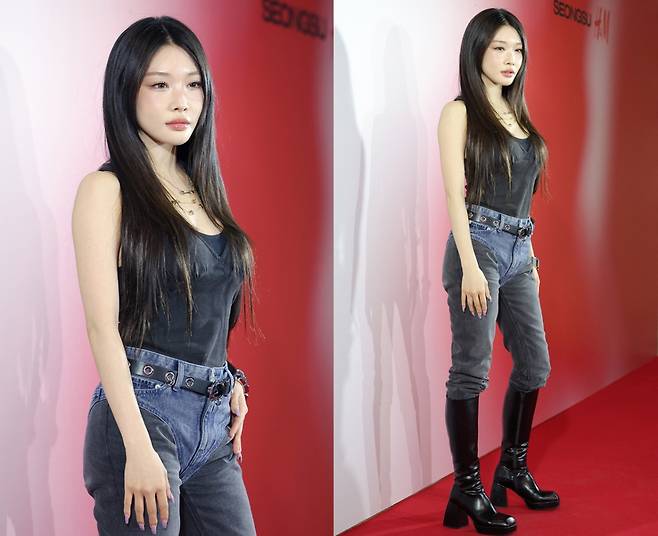 가수 청하가 29일 서울 성동구 H&M 성수에서 열린 오픈 행사에 참석해 포즈를 취하고 있다. 2025.10.29/사진=뉴스1