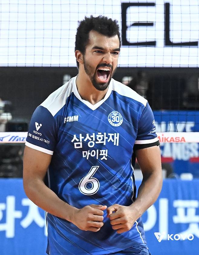 삼성화재의 외국인 거포 아히 [한국배구연맹 제공. 재판매 및 DB 금지]