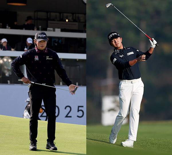2025년 한국프로골프(KPGA) 투어 렉서스 마스터즈에 출전한 김성현, 옥태훈 프로가 1라운드에서 경기하는 모습이다. 사진제공=KPGA (사진을 무단으로 사용하지 마십시오.)