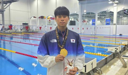 아시아청소년경기대회 수영 3관왕에 오른 고승우. 사진[연합뉴스]