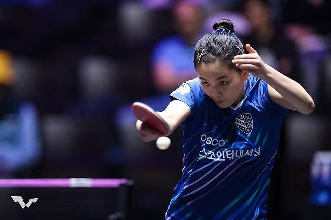 WTT 챔피언스 몽펠리에에 나선 김나영의 경기 장면 [WTT 인스타그램 캡처. 재판매 및 DB 금지]