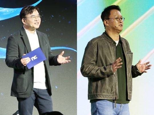 아이온2 개발을 총괄하는 엔씨소프트 백승욱 CBO(왼쪽)와 신더시티를 개발 중인 빅파이어 게임즈의 배재현 대표. 사진 제공 : 엔씨소프트