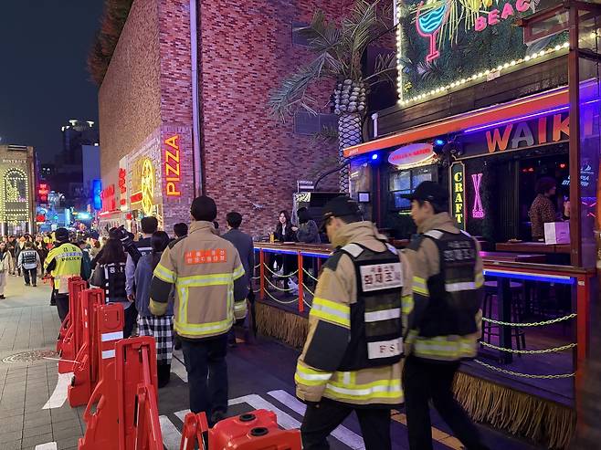 이태원 골목 중앙펜스 [촬영 김채린 수습기자]