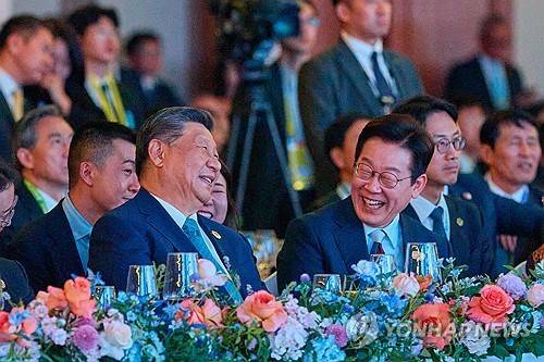 대화 나누는 한중 정상     (경주=연합뉴스) 이재명 대통령과 시진핑 중국 국가주석이 지난 10월 31일 경북 경주시 라한셀렉트호텔에서 열린 2025 아시아태평양경제협력체(APEC) 정상회의 환영 만찬에서 대화를 나누고 있다. 2025.11.1 [대통령실 제공. 재판매 및 DB 금지]
    photo@yna.co.kr
(끝)