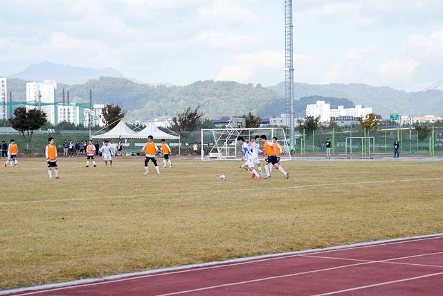고령군수기 직장,단체 축구대회에서 선수들이 실력을 겨루고 있다. 고령군 제공