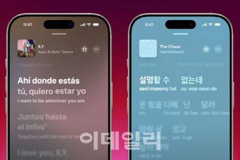 애플 뮤직이 제공하는 번역 기능(사진=애플)