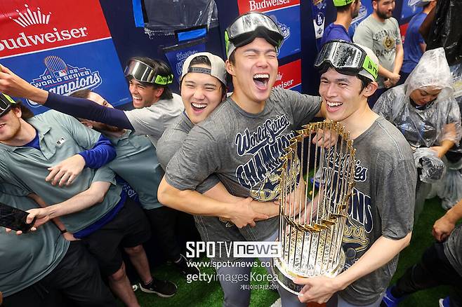 ▲ 다저스 일본인 트리오 우승 세리머니