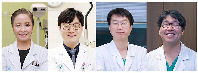 "눈 망막 혈관 밀도 낮을수록 심혈관질환 위험 커져" 왼쪽부터 서울아산병원 안과 윤영희·양지명, 심장내과 이승환 교수, 영상의학과 양동현 교수 [서울아산병원 제공]