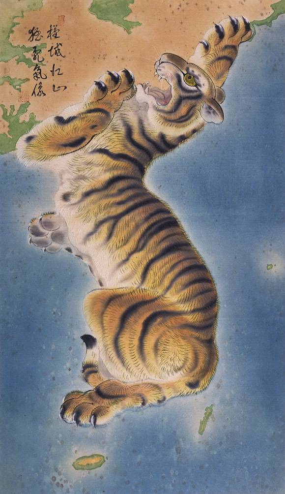 20세기초에 그려진 ‘근역강산맹호기상도’.